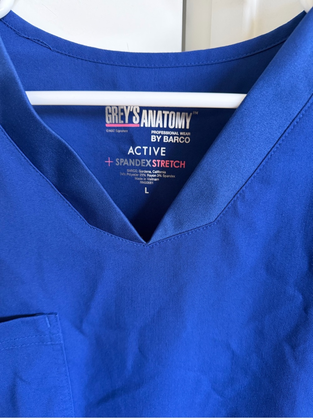 Grey's Anatomy Royal Blue V-Neck Scrub Top and Matching Scrub Joggers Large - Picture 2 of 5
